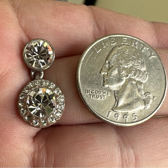 VtG Givenchy Pave Crystal Double Round Drop Earrings - Picture 5 of 5